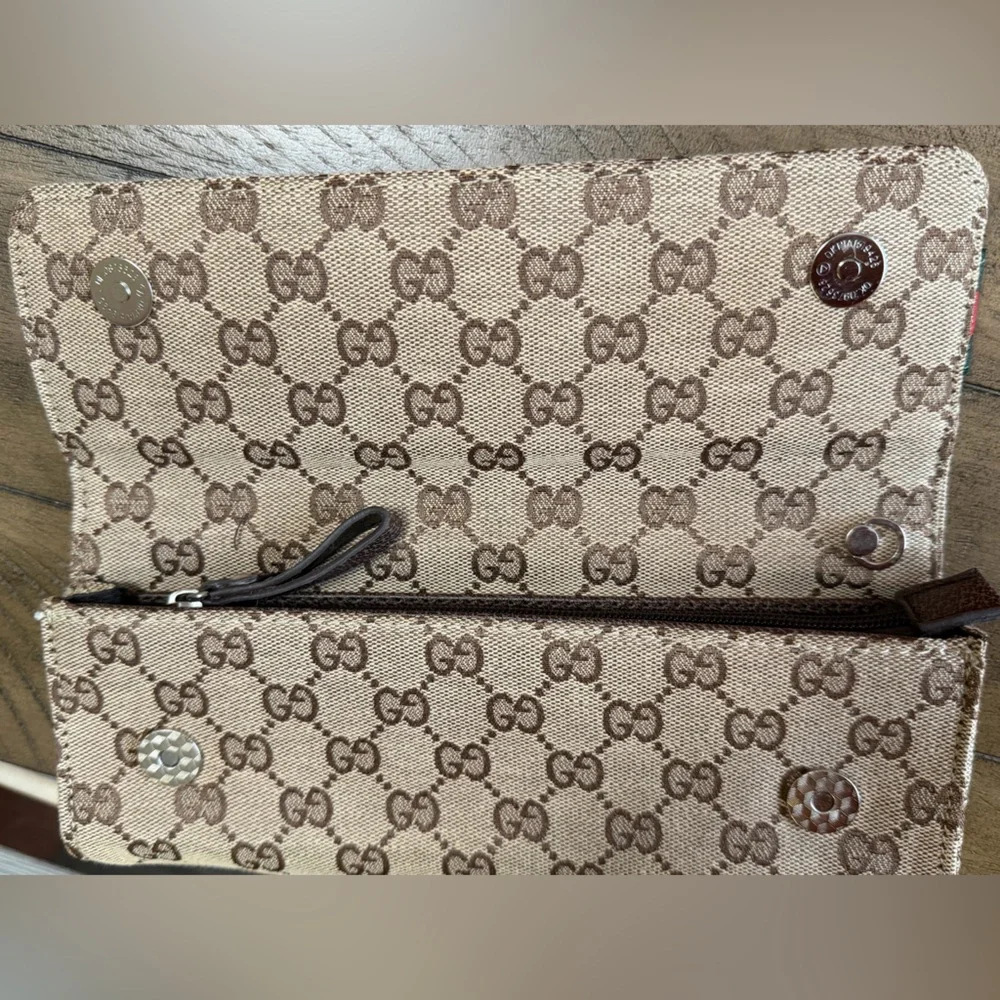 Gucci Wallet Purse Brown Beige Unisex, Vintage - Picture 6 of 12